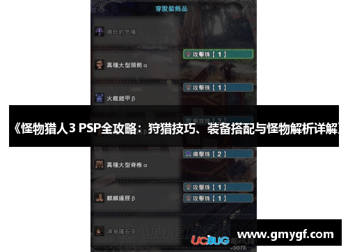 《怪物猎人3 PSP全攻略：狩猎技巧、装备搭配与怪物解析详解》