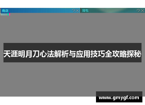 天涯明月刀心法解析与应用技巧全攻略探秘
